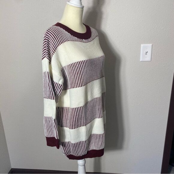 NWT Cupshe Striped Burgundy & White Knit Sweater Tunic / Dress Women's Size M - Picture 11 of 16